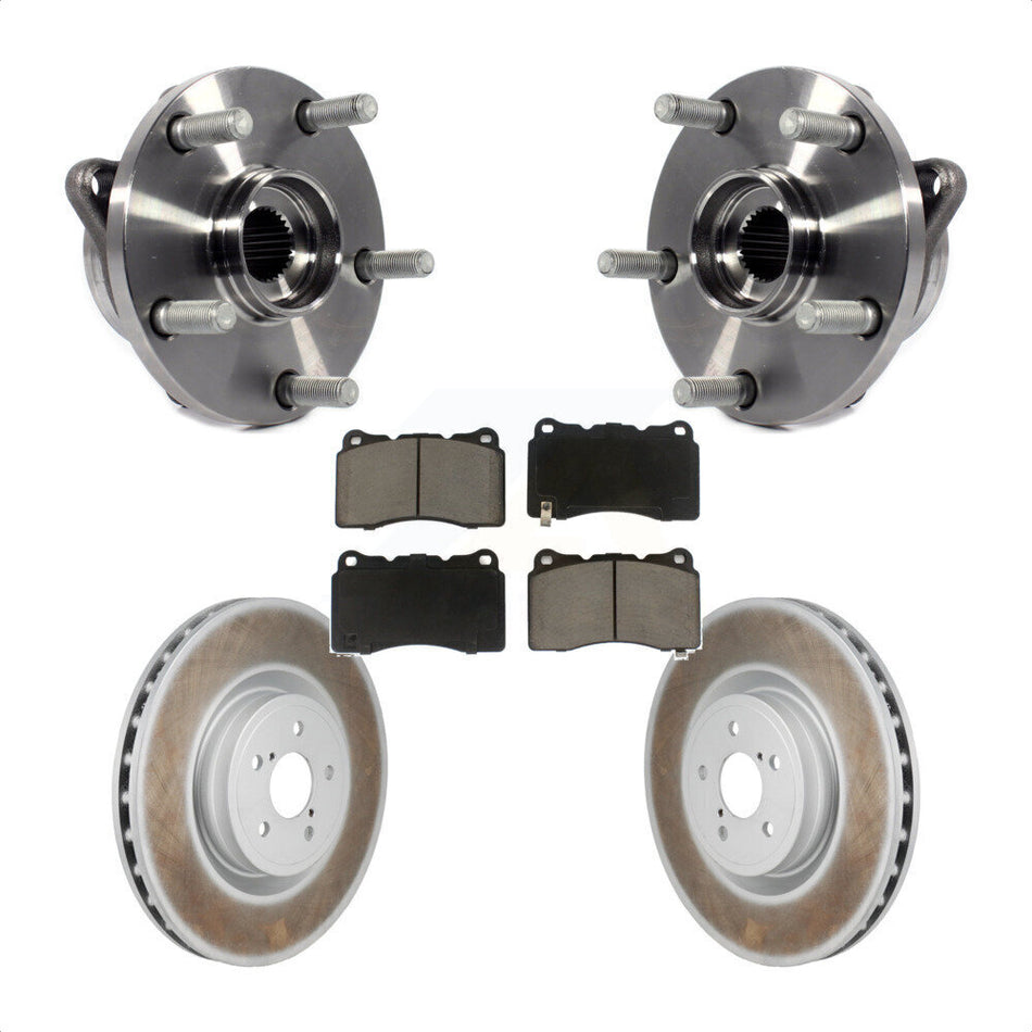 Front Hub Bearing Assembly Coated Brake Rotor And Pad Kit For 2004 Subaru Impreza WRX STI KBB-130405
