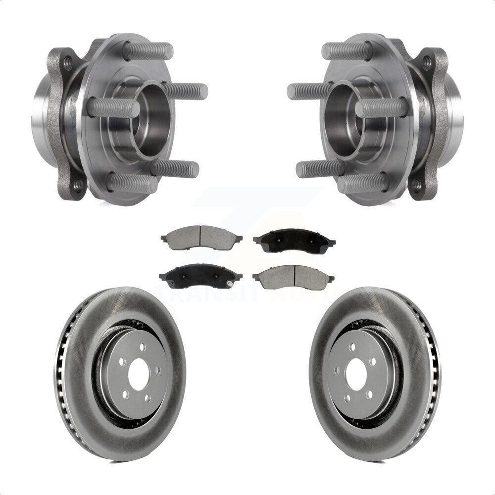 Front Hub Bearing Assembly Coated Disc Brake Rotors And Pads Kit For Lincoln Nautilus KBB-130416