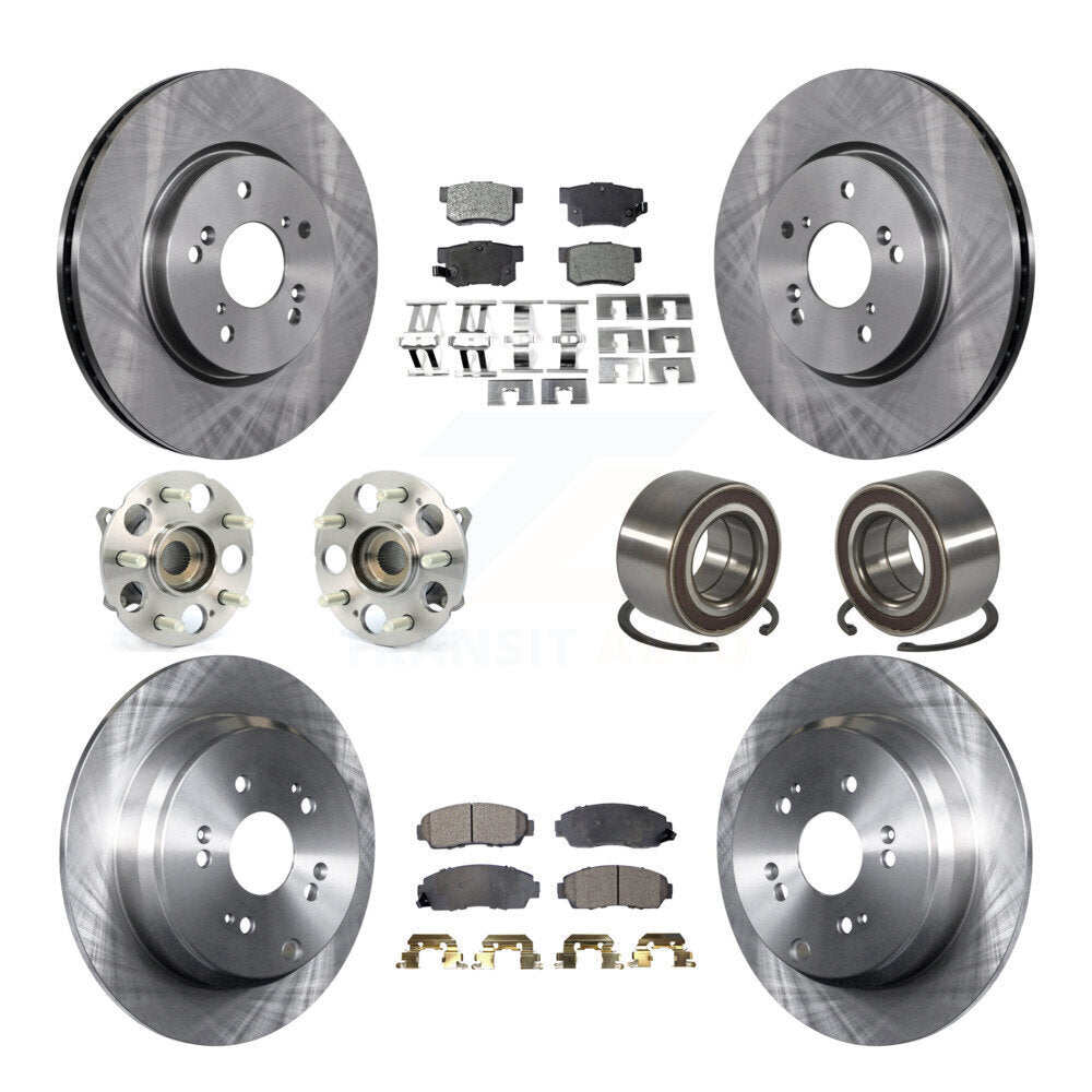 Front Rear Hub Bearing Assembly Disc Brake Rotor And Ceramic Pad Kit (10Pc) For Acura RDX KBB-130424
