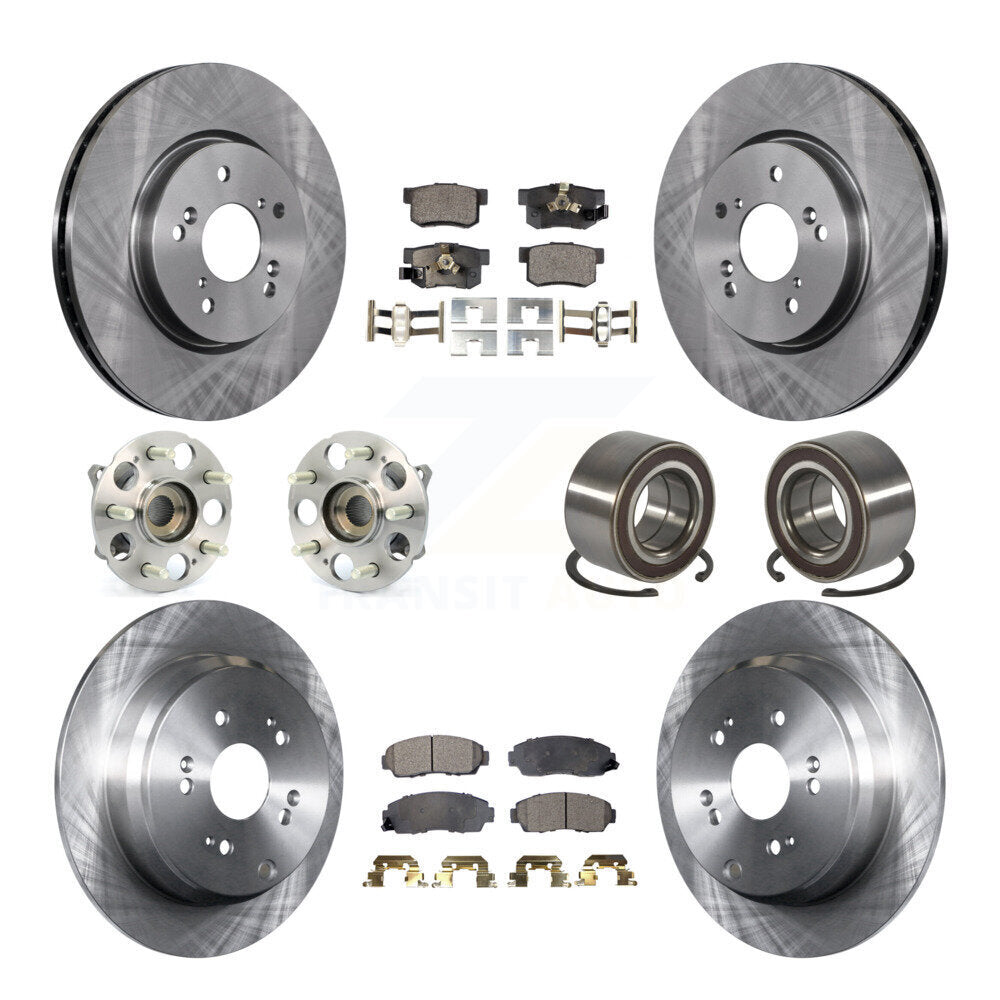 Front Rear Wheel Hub Bearing Disc Brake Rotor And Pad Kit (10Pc) For Honda CR-V Acura RDX KBB-130425