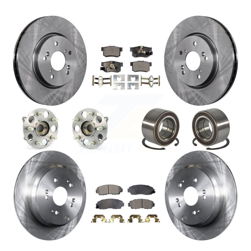 Front Rear Wheel Hub Bearing Disc Brake Rotor And Pad Kit (10Pc) For Honda CR-V Acura RDX KBB-130425