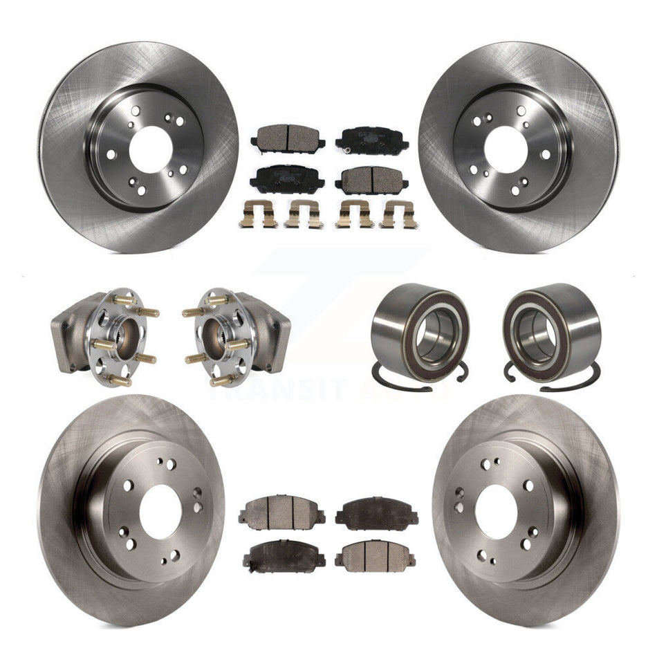 Front Rear Hub Bearing Disc Brake Rotors And Pads Kit (10Pc) For 2016-2022 Honda HR-V AWD KBB-130426