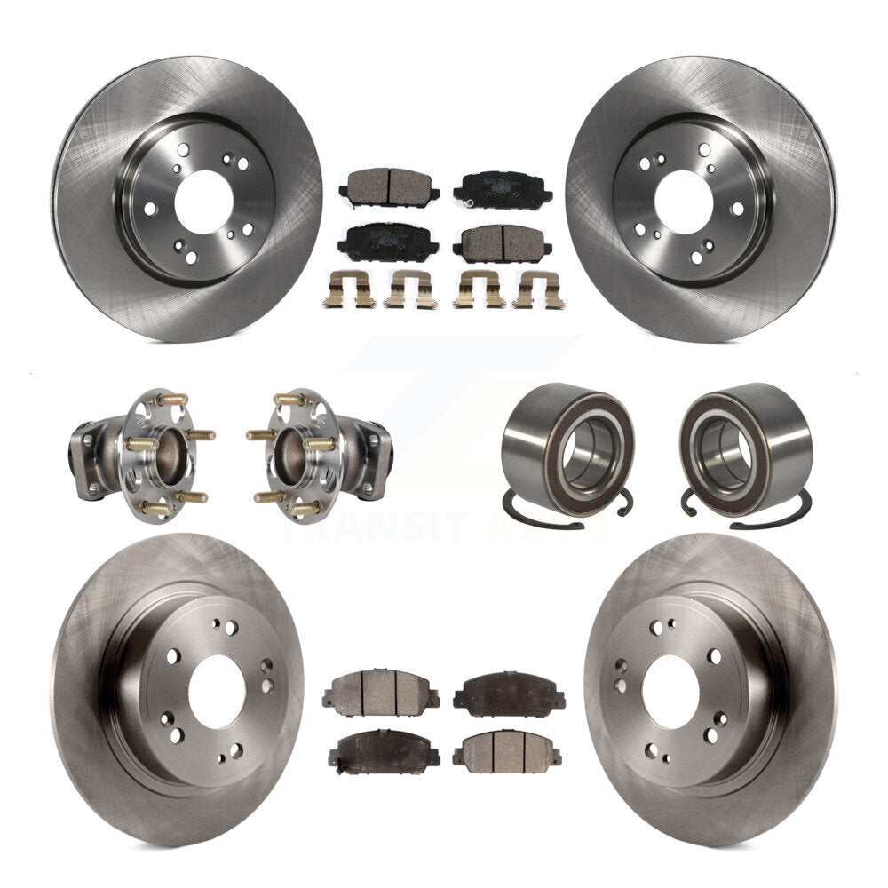 Front Rear Hub Bearing Disc Brake Rotors And Pads Kit (10Pc) For 2016-2022 Honda HR-V FWD KBB-130427