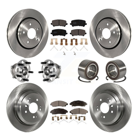 Front Rear Hub Bearing Disc Brake Rotor And Pads Kit (10Pc) For 2016-2022 Honda Pilot AWD KBB-130428