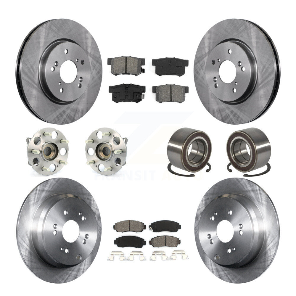 Front Rear Hub Bearings Disc Brake Rotors And Semi-Metallic Pads Kit (10Pc) For Acura RDX KBB-130436