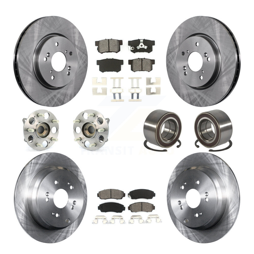 Front Rear Wheel Hub Bearing Disc Brake Rotor And Pad Kit (10Pc) For Honda CR-V Acura RDX KBB-130437