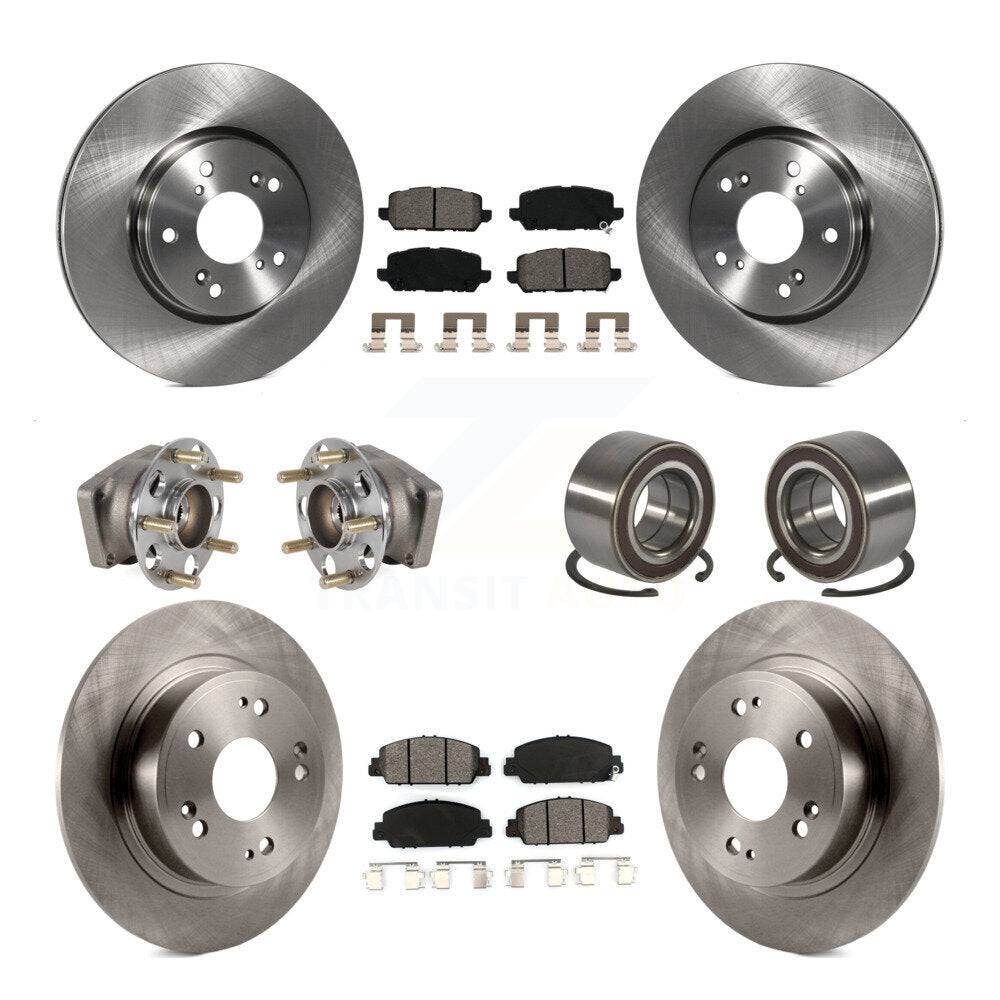 Front Rear Hub Bearing Disc Brake Rotors And Pads Kit (10Pc) For 2016-2022 Honda HR-V AWD KBB-130443