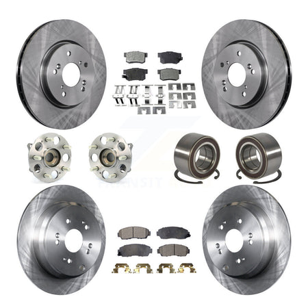 Front Rear Hub Bearings Disc Brake Rotors And Semi-Metallic Pads Kit (10Pc) For Acura RDX KBB-130448