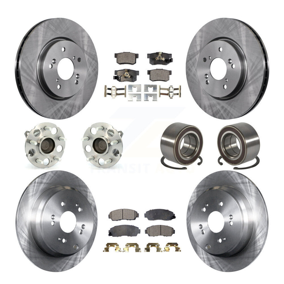 Front Rear Hub Bearing Disc Brake Rotors And Pads Kit (10Pc) For 2007-2011 Honda CR-V FWD KBB-130449