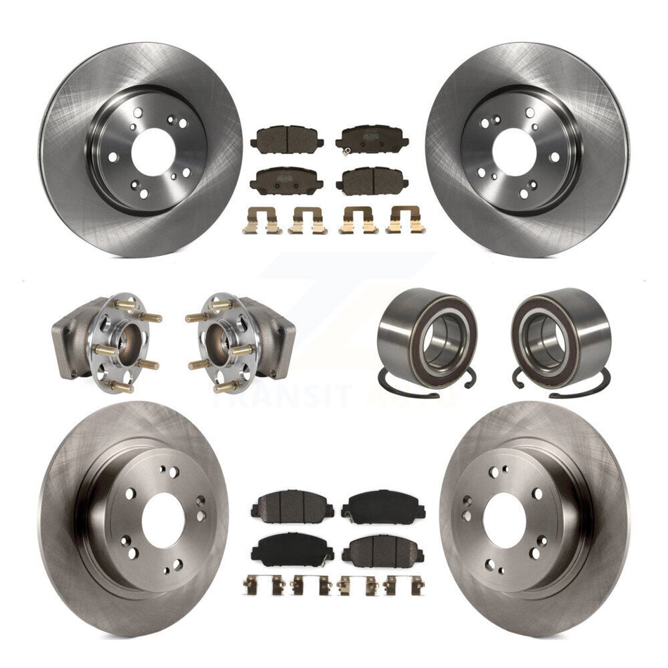 Front Rear Hub Bearing Disc Brake Rotors And Pads Kit (10Pc) For 2016-2022 Honda HR-V AWD KBB-130457