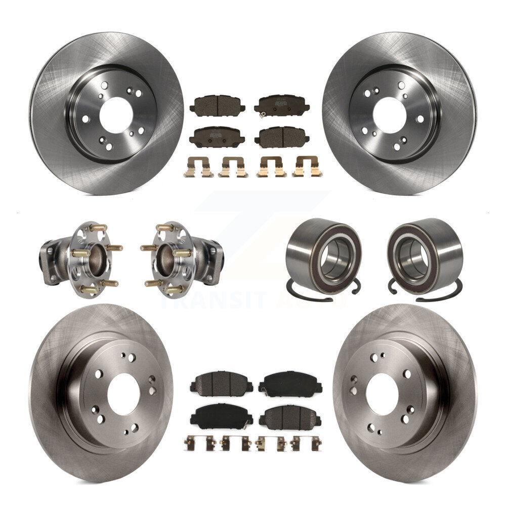 Front Rear Hub Bearing Disc Brake Rotors And Pads Kit (10Pc) For 2016-2022 Honda HR-V FWD KBB-130458