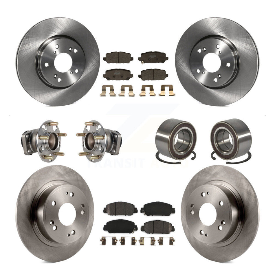 Front Rear Hub Bearing Disc Brake Rotors And Pads Kit (10Pc) For 2016-2022 Honda HR-V FWD KBB-130458