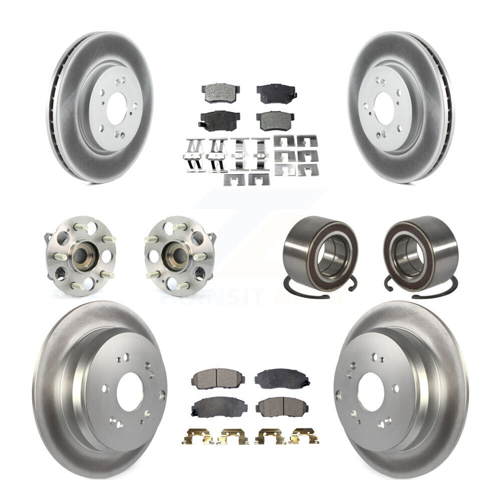 Front Rear Hub Bearing Coated Disc Brake Rotors And Ceramic Pads Kit (10Pc) For Acura RDX KBB-130459