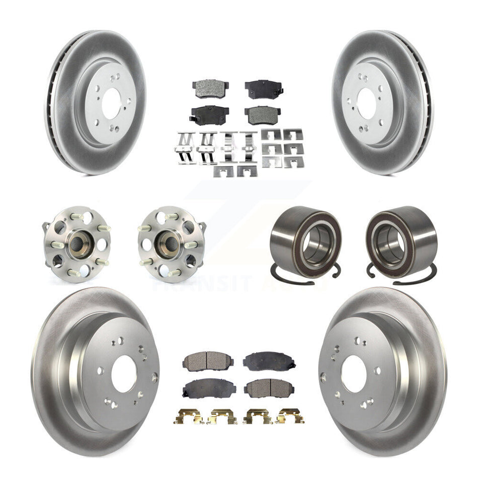Front Rear Hub Bearing Coated Disc Brake Rotors And Ceramic Pads Kit (10Pc) For Acura RDX KBB-130459