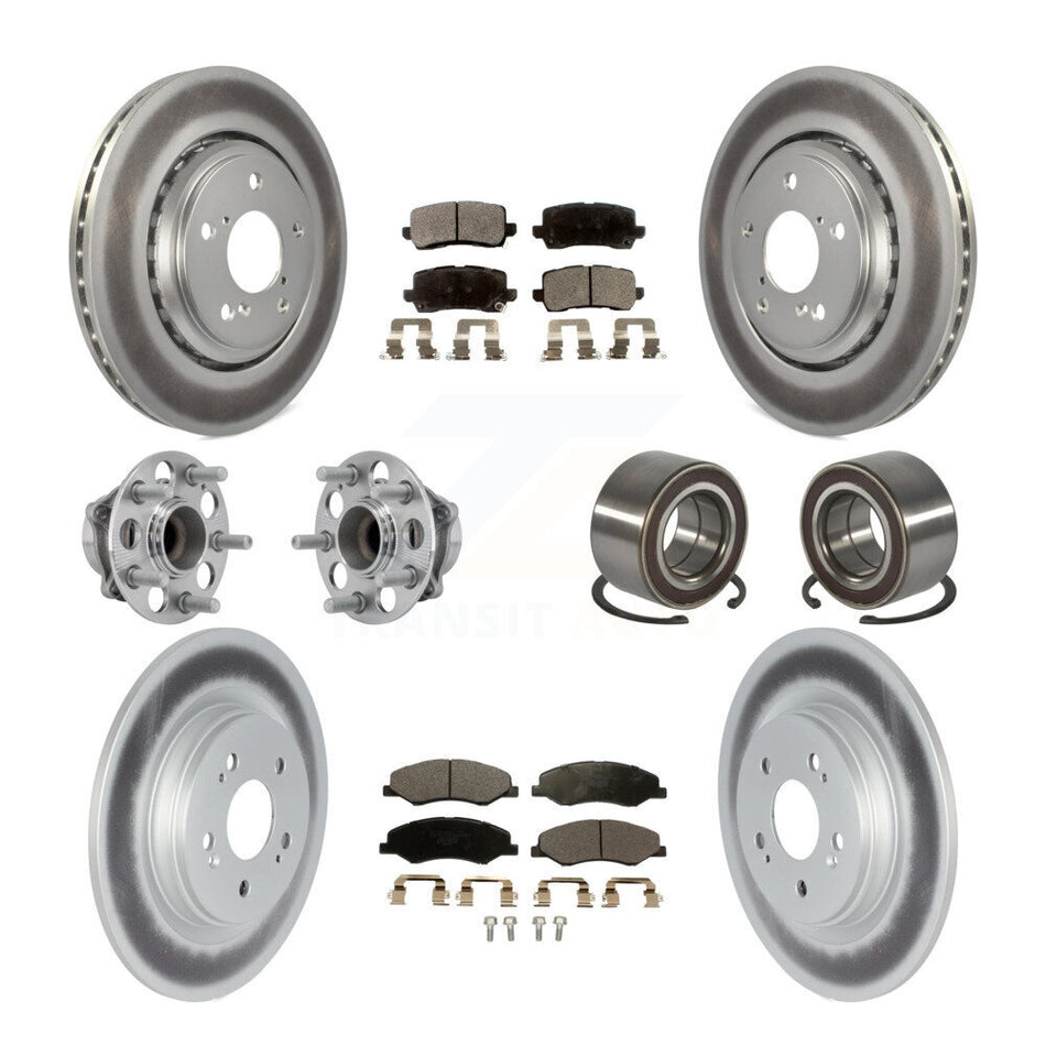 Front Rear Hub Bearing Coated Disc Brake Rotor Pad Kit (10Pc) For 2018-2023 Honda Odyssey KBB-130464