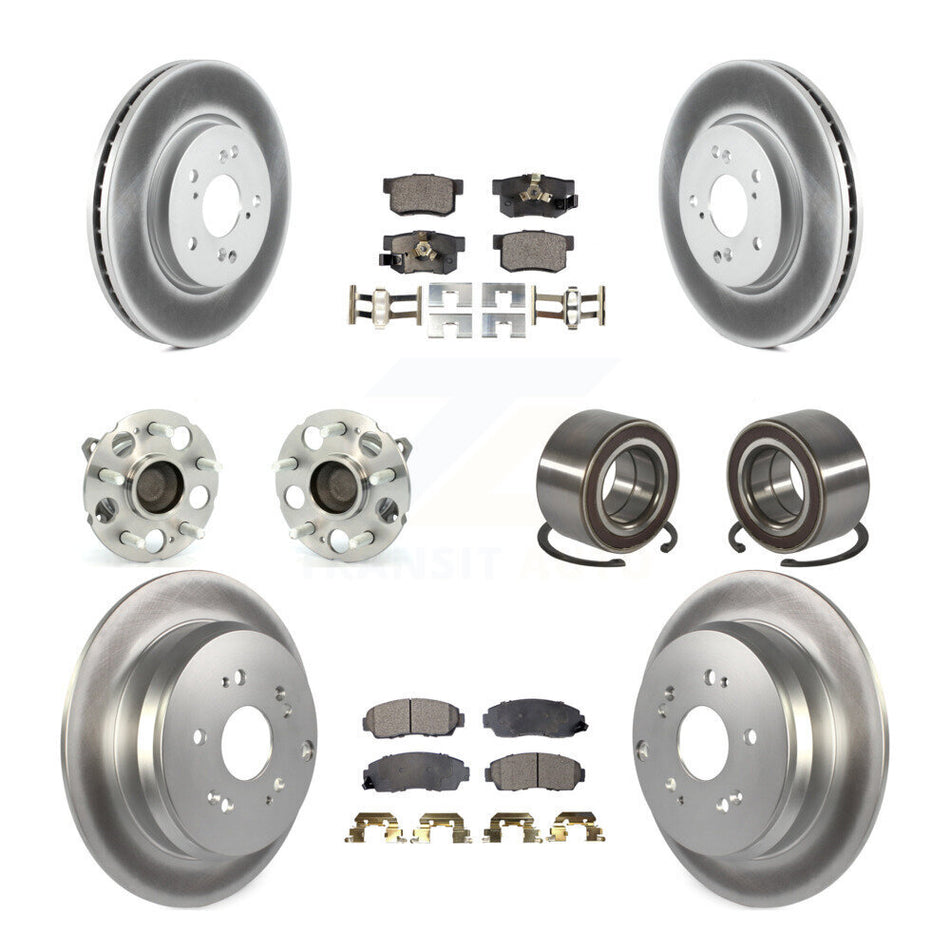 Front Rear Hub Bearing Coated Brake Rotor And Pad Kit (10Pc) For 2007-2011 Honda CR-V FWD KBB-130465