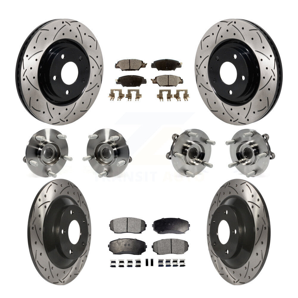 Front Rear Hub Bearing Coated Disc Brake Rotor And Ceramic Pads Kit (10Pc) For Mazda CX-5 KBB-130477