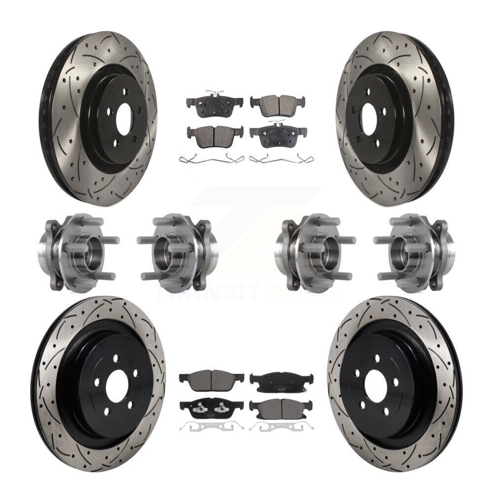 Front Rear Hub Bearing Coat Brake Rotor Pad Kit (10Pc) For 2019-2023 Lincoln Nautilus AWD KBB-130494