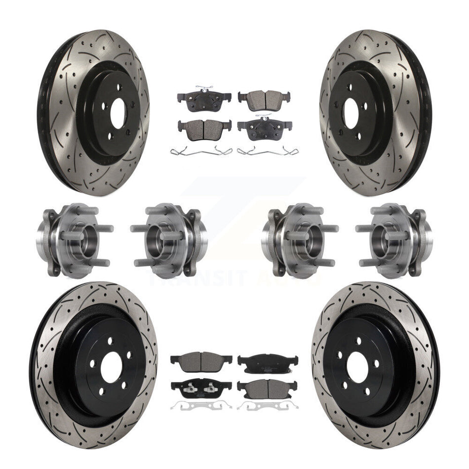 Front Rear Hub Bearing Coat Brake Rotor Pad Kit (10Pc) For 2019-2023 Lincoln Nautilus AWD KBB-130494