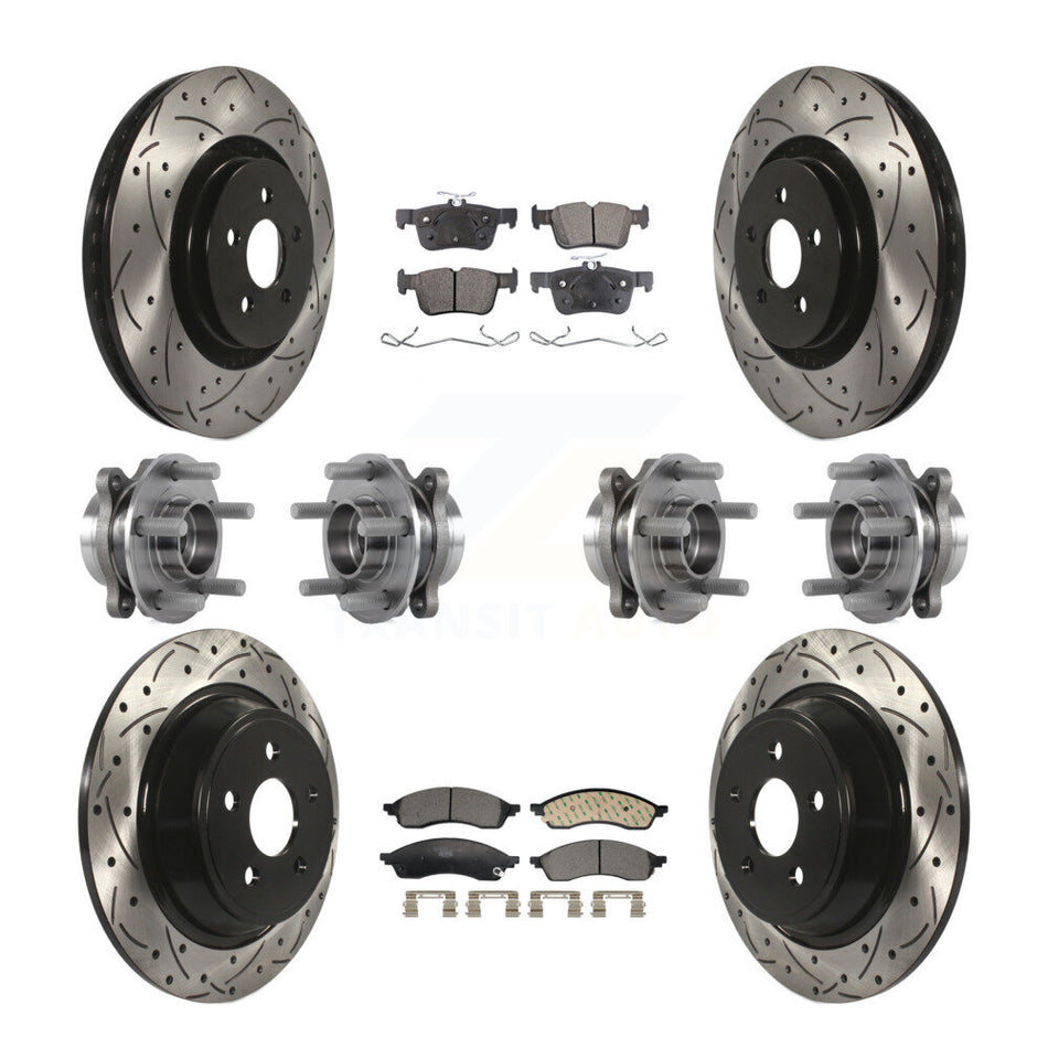 Front Rear Hub Bearing Coat Brake Rotor Pad Kit (10Pc) For 2022-2023 Lincoln Nautilus AWD KBB-130496