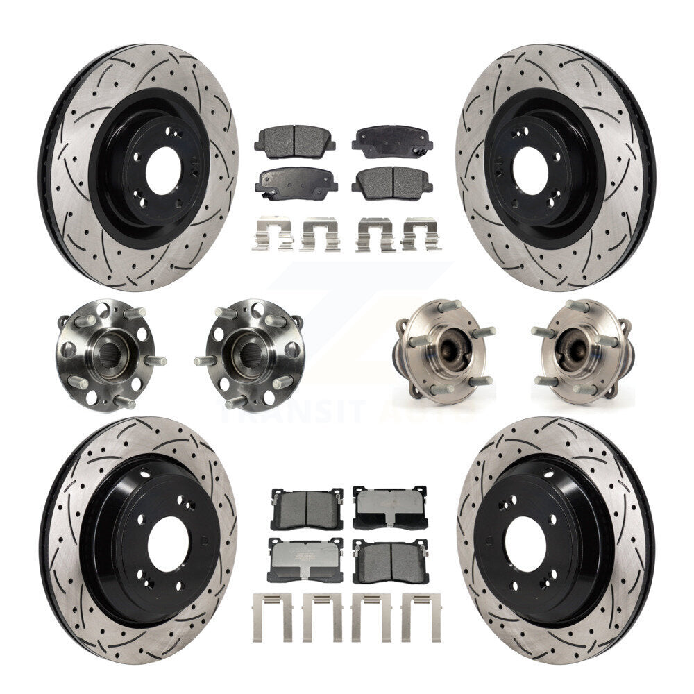 Front Rear Hub Bearing Coated Disc Brake Rotor Pad Kit (10Pc) For 2012-2016 Hyundai Equus KBB-130498