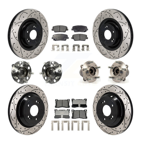 Front Rear Hub Bearing Coated Disc Brake Rotor Pad Kit (10Pc) For 2012-2016 Hyundai Equus KBB-130498