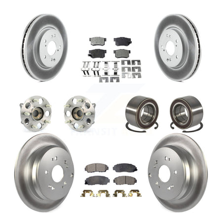 Front Rear Hub Bearing Assembly Coated Disc Brake Rotor And Pads Kit (10Pc) For Acura RDX KBB-130521
