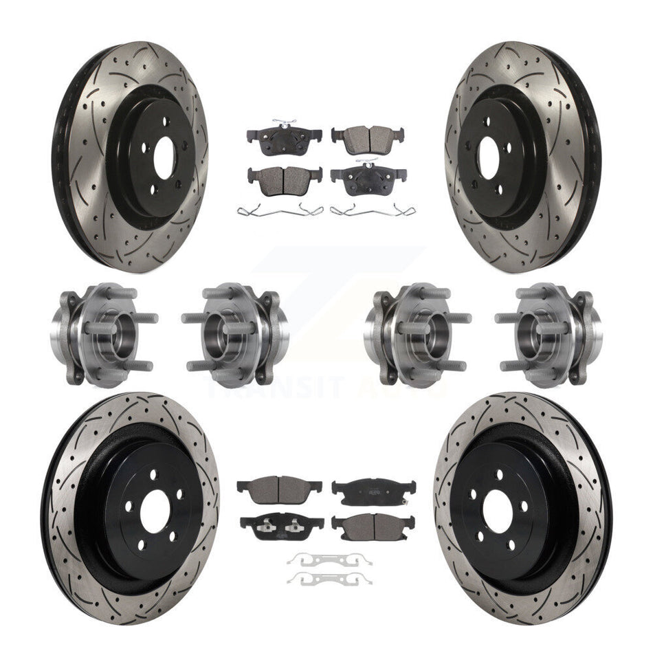 Front Rear Hub Bearing Coat Brake Rotor Pad Kit (10Pc) For 2019-2023 Lincoln Nautilus AWD KBB-130524