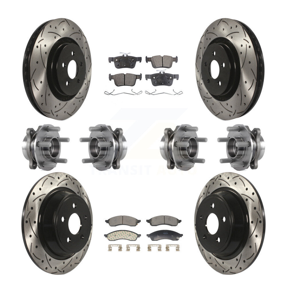 Front Rear Hub Bearing Coat Brake Rotor Pad Kit (10Pc) For 2022-2023 Lincoln Nautilus AWD KBB-130526