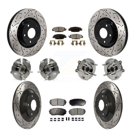 Front Rear Hub Bearing Assembly Coated Disc Brake Rotor And Pad Kit (10Pc) For Mazda CX-5 KBB-130537