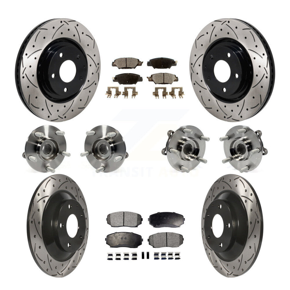 Front Rear Hub Bearing Assembly Coated Disc Brake Rotor And Pad Kit (10Pc) For Mazda CX-5 KBB-130537