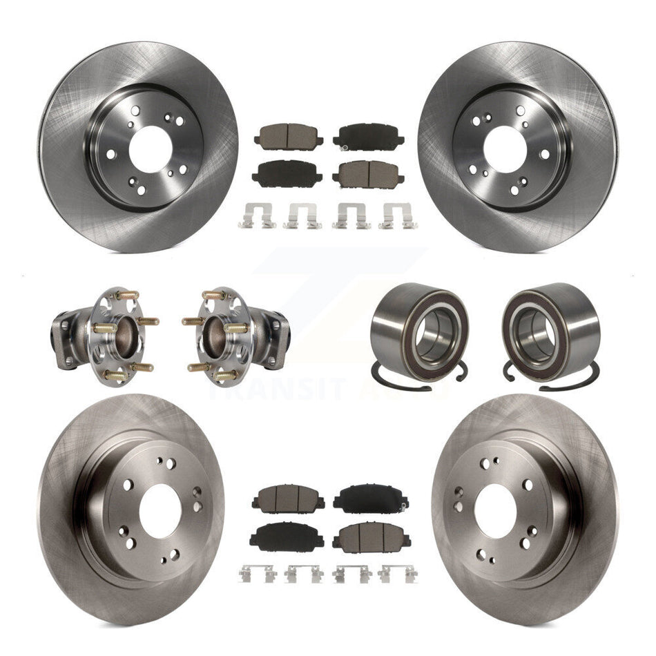 Front Rear Hub Bearing Disc Brake Rotors And Pads Kit (10Pc) For 2016-2022 Honda HR-V FWD KBB-130550