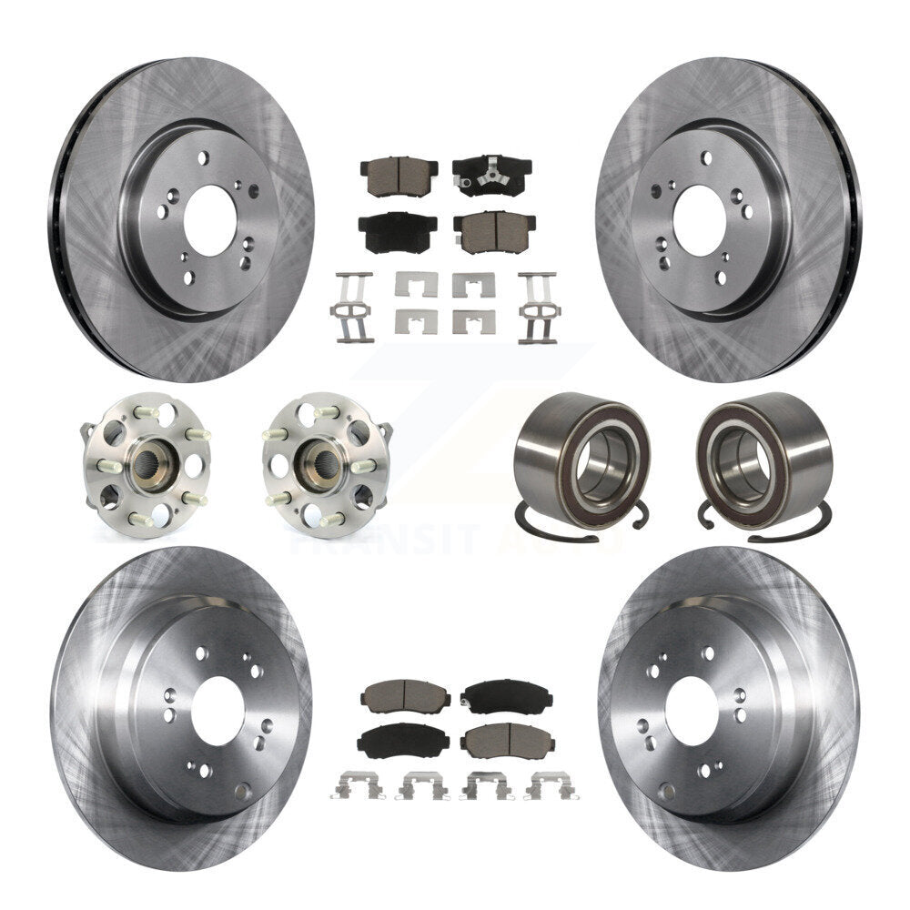Front Rear Wheel Hub Bearing Disc Brake Rotor And Pad Kit (10Pc) For Honda CR-V Acura RDX KBB-130554