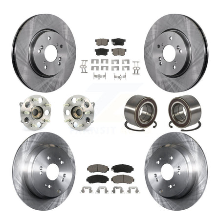 Front Rear Hub Bearing Assembly Disc Brake Rotor And Ceramic Pad Kit (10Pc) For Acura RDX KBB-130556