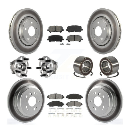 Front Rear Hub Bearing Coated Brake Rotor & Pads Kit (10Pc) For 2016-2022 Honda Pilot AWD KBB-130557
