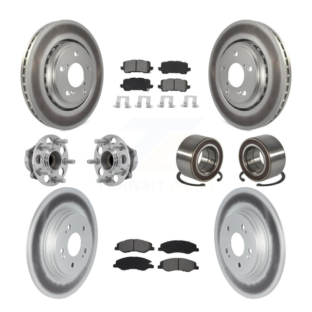 Front Rear Hub Bearing Coated Disc Brake Rotor Pad Kit (10Pc) For 2018-2023 Honda Odyssey KBB-130558