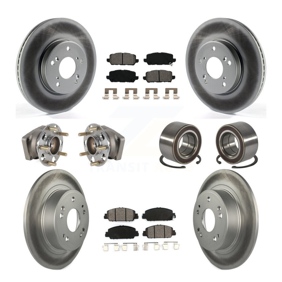 Front Rear Hub Bearing Coated Brake Rotor And Pad Kit (10Pc) For 2016-2022 Honda HR-V AWD KBB-130567