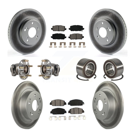 Front Rear Hub Bearing Coated Brake Rotor And Pad Kit (10Pc) For 2016-2022 Honda HR-V FWD KBB-130568