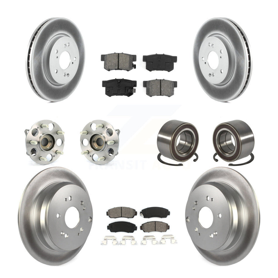 Front Rear Hub Bearing Assembly Coated Disc Brake Rotor And Pads Kit (10Pc) For Acura RDX KBB-130569