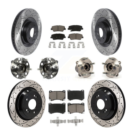 Front Rear Hub Bearing Coated Disc Brake Rotor And Pads Kit (10Pc) For 2011 Hyundai Equus KBB-130577