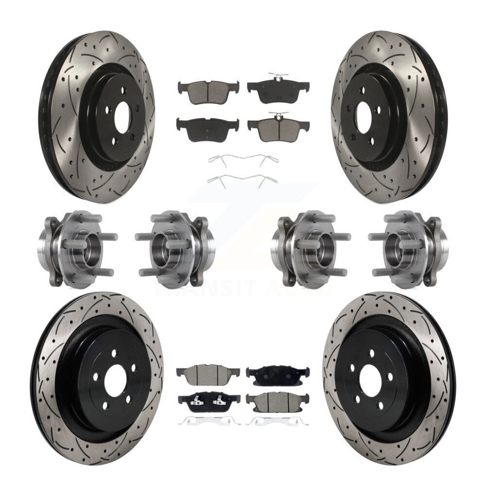 Front Rear Hub Bearing Coat Brake Rotor Pad Kit (10Pc) For 2019-2023 Lincoln Nautilus AWD KBB-130589