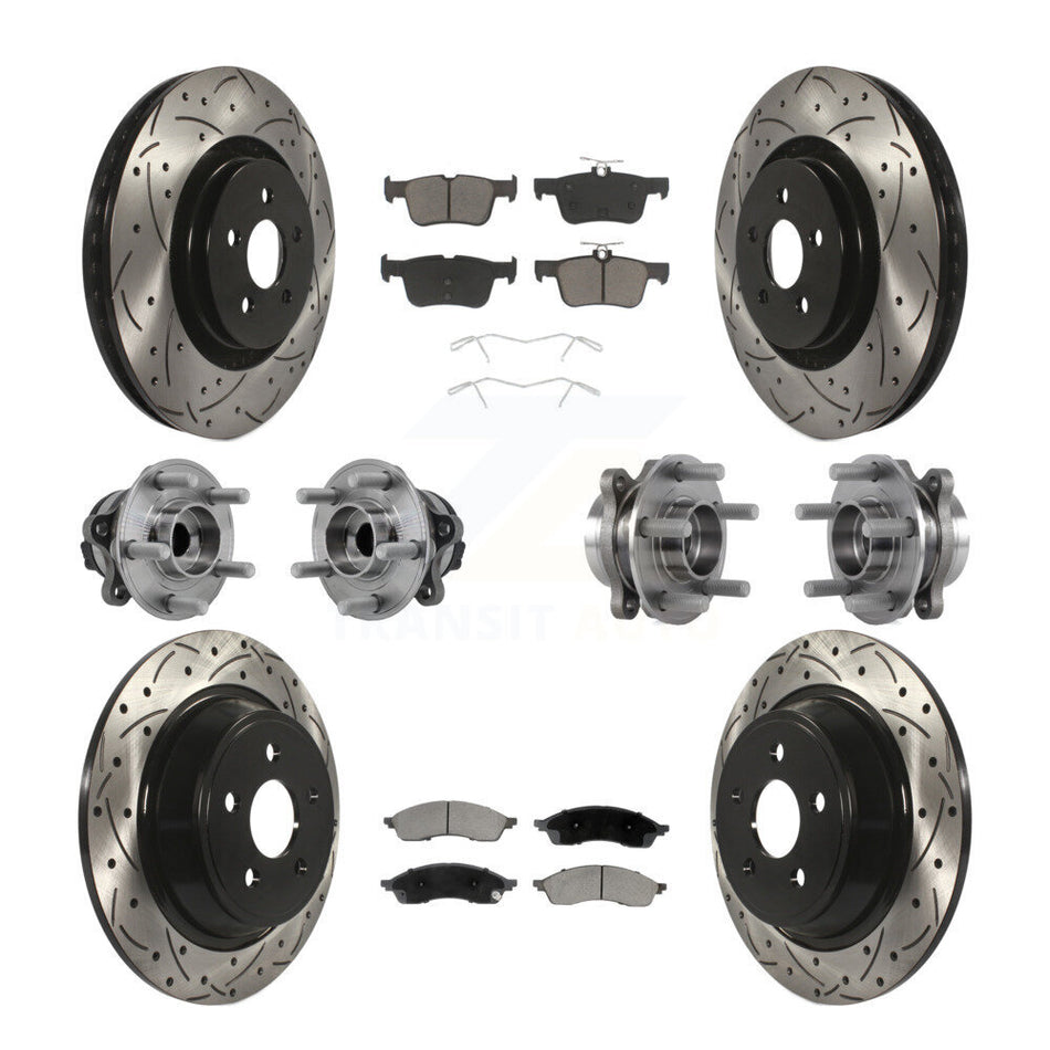 Front Rear Hub Bearing Coat Brake Rotor Pad Kit (10Pc) For 2022-2023 Lincoln Nautilus FWD KBB-130592