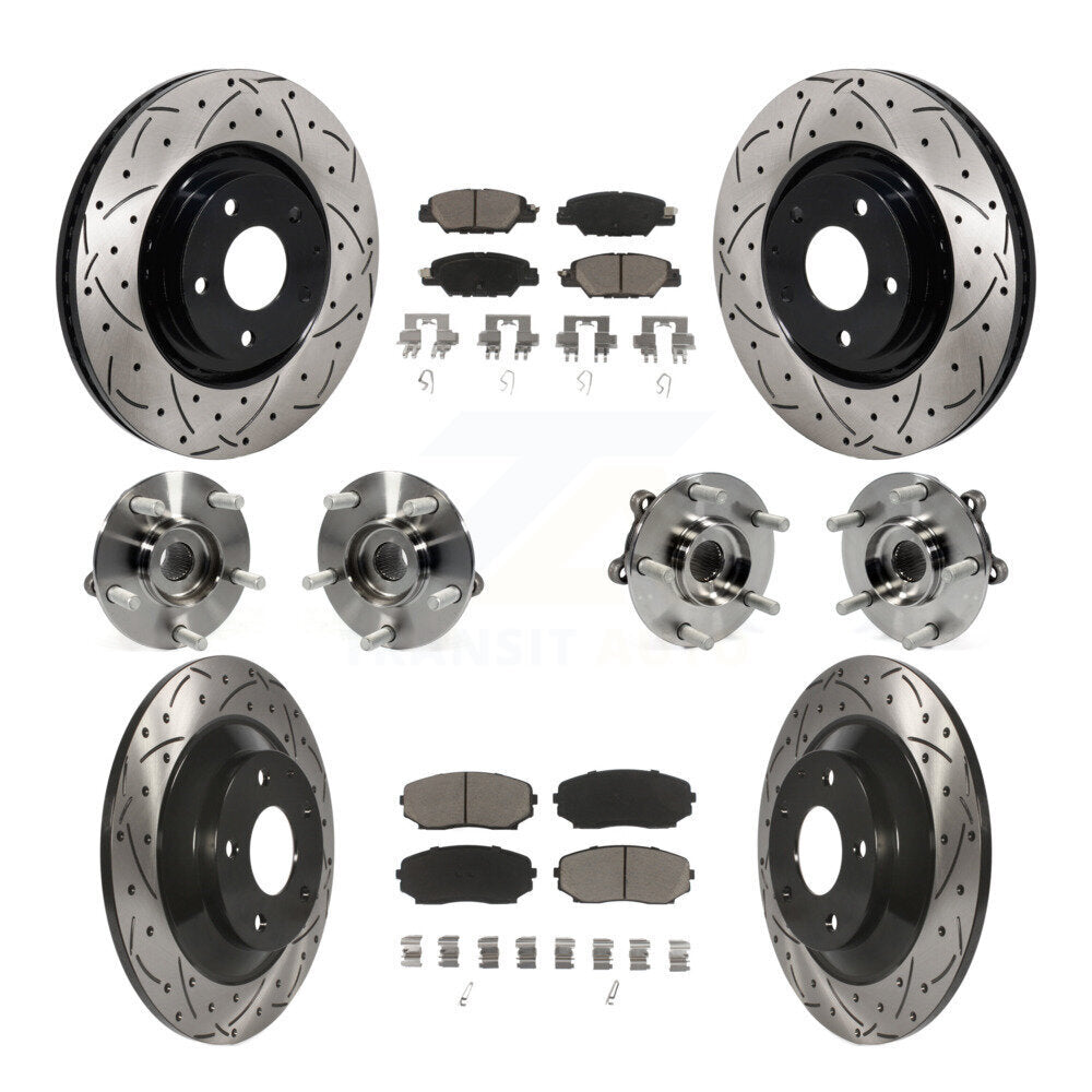 Front Rear Hub Bearing Coated Disc Brake Rotor And Ceramic Pads Kit (10Pc) For Mazda CX-5 KBB-130593