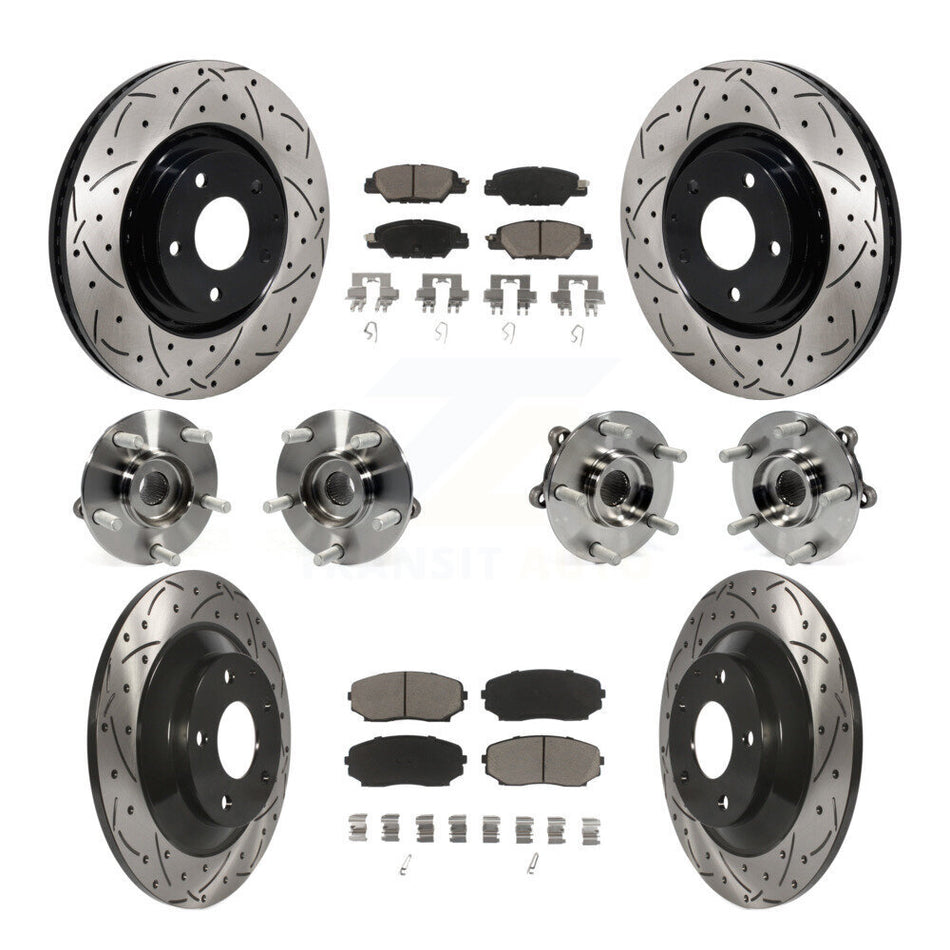 Front Rear Hub Bearing Coated Disc Brake Rotor And Ceramic Pads Kit (10Pc) For Mazda CX-5 KBB-130593
