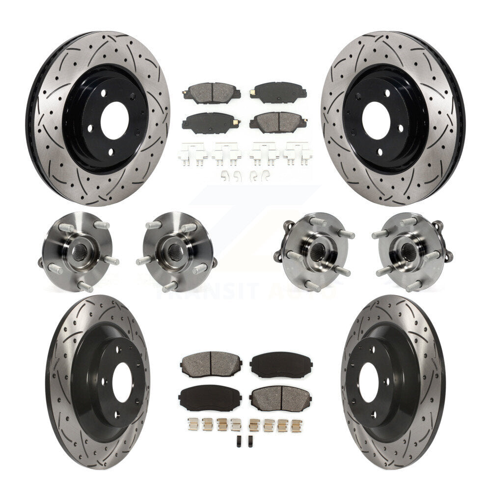 Front Rear Hub Bearing Assembly Coated Disc Brake Rotor And Pad Kit (10Pc) For Mazda CX-5 KBB-130620
