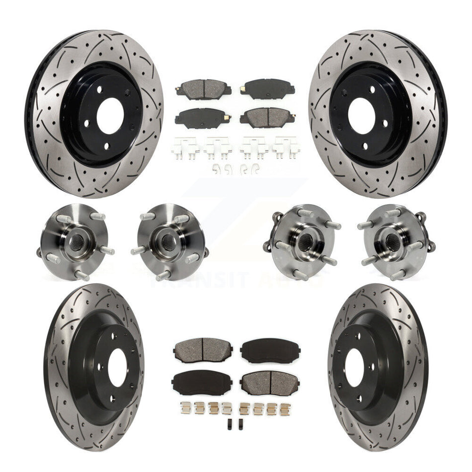 Front Rear Hub Bearing Assembly Coated Disc Brake Rotor And Pad Kit (10Pc) For Mazda CX-5 KBB-130620