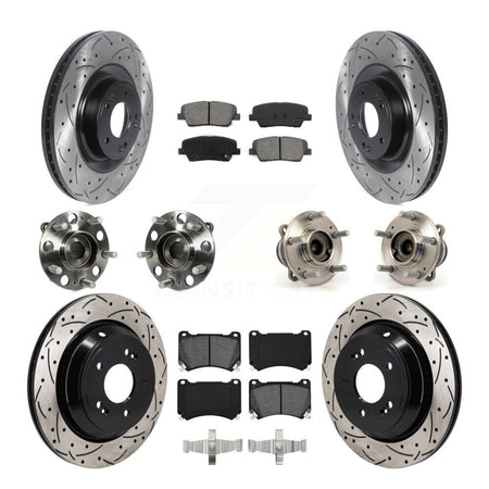 Front Rear Hub Bearing Coated Disc Brake Rotor And Pads Kit (10Pc) For 2011 Hyundai Equus KBB-130622