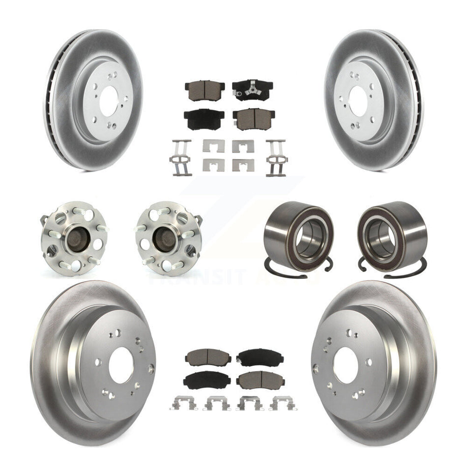 Front Rear Hub Bearing Coated Brake Rotor And Pad Kit (10Pc) For 2007-2011 Honda CR-V FWD KBB-130625
