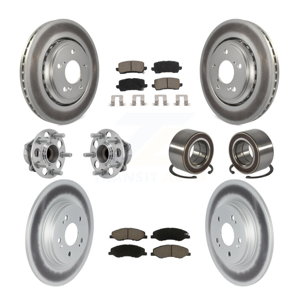 Front Rear Hub Bearing Coated Disc Brake Rotor Pad Kit (10Pc) For 2018-2023 Honda Odyssey KBB-130638