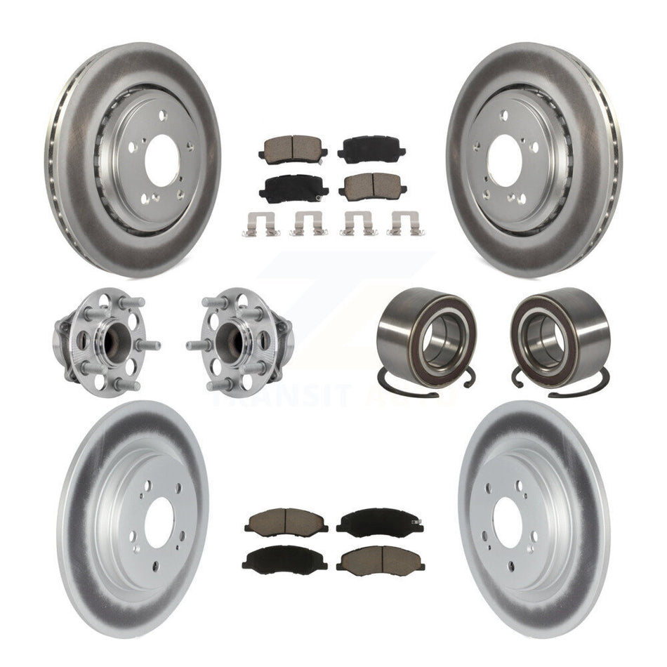 Front Rear Hub Bearing Coated Disc Brake Rotor Pad Kit (10Pc) For 2018-2023 Honda Odyssey KBB-130638